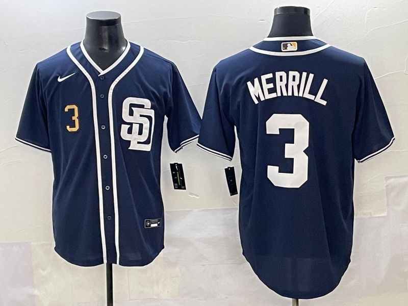 Men 2025 San Diego Padres #3 Merrill Dark Blue Game Nike MLB Jersey style 5->san diego padres->MLB Jersey